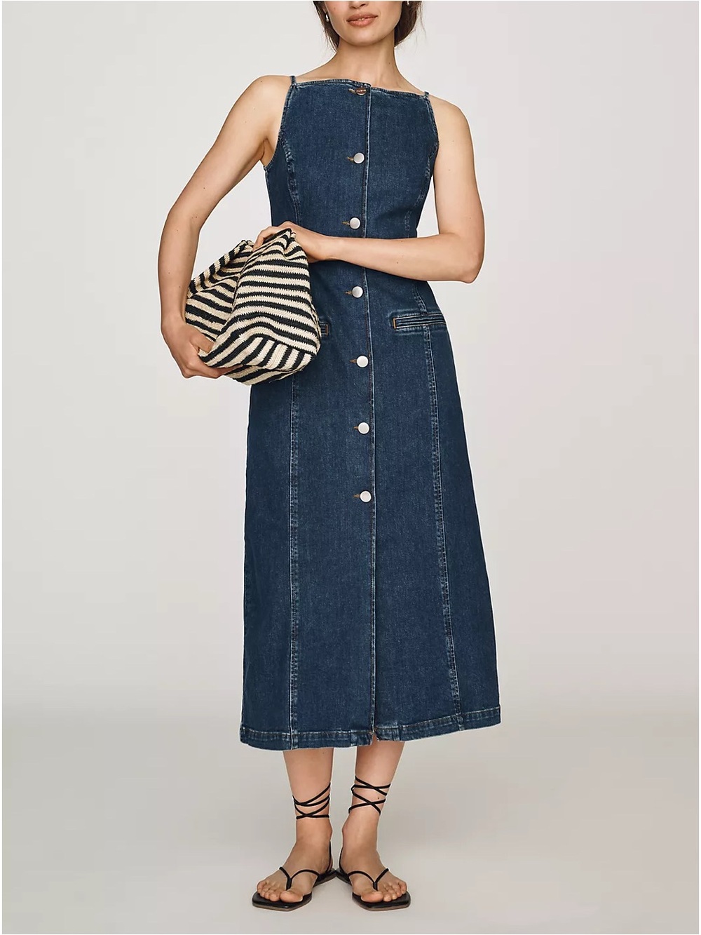 ALIGNE - Santiago Denim Button-Front Midi Dress
